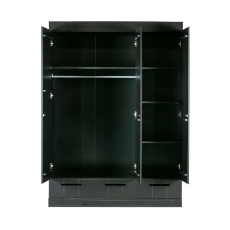 Woood Connect Schrank 3-türig mit Schublade Schwarz