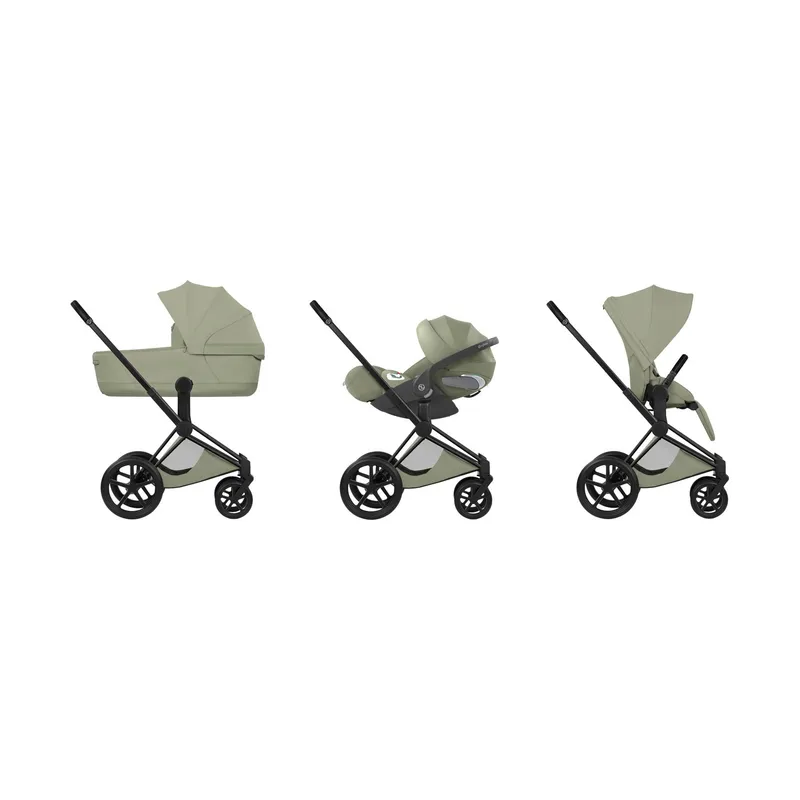 Cybex Priam 5 Style Kinderwagen 3-in-1 Set – Matt Black/Sage Green