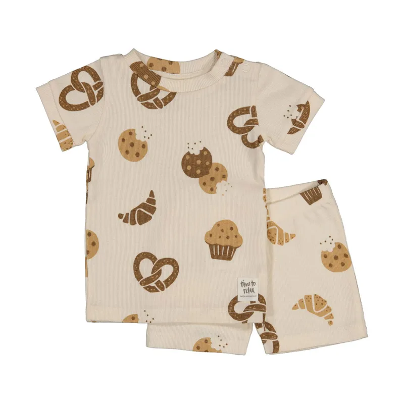 Feetje Premium Summerwear Shortama - Cosy Crumbs - Gr. 122 - Offwhite