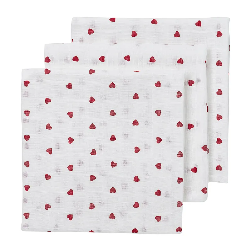 Meyco Baby Sweet Heart Hydrofiele Tücher - 70 x 70 cm - 3-Pack - Rot