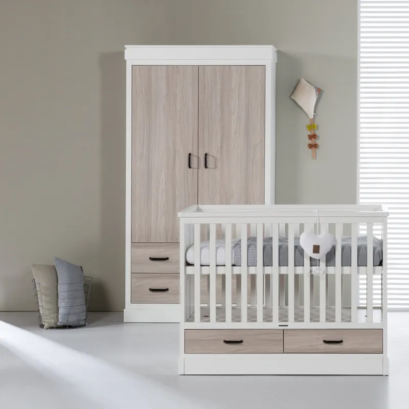 Kidsmill Newport Babybett Weiß / Eiche 70 x 140 cm