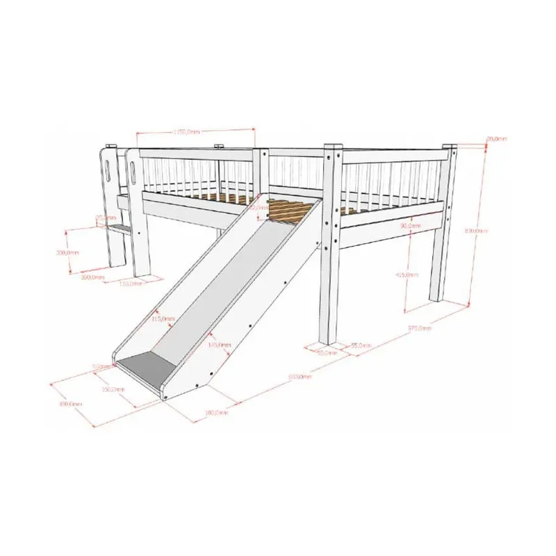 Vipack Forrest Halbhochbett Mit Rutsche 90x200 cm – Eiche