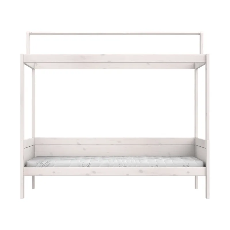 LIFETIME Kidsrooms Original Bett + Dachrahmen – Premium Lattenrost – 90x200 cm - White Wash