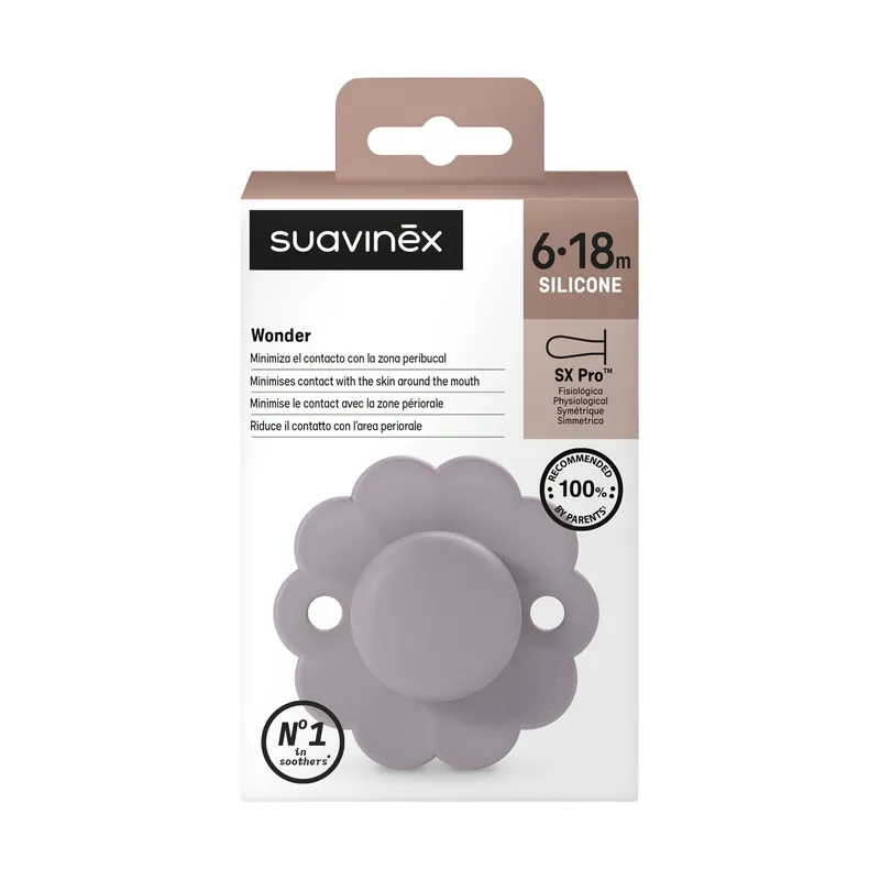 Suavinex Schnuller - SX Pro - Wonder - 6-18 Monate - Silikon - Mist Lavender