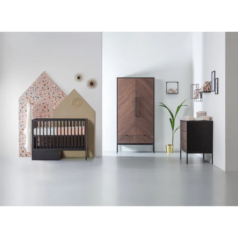 Kidsmill Vince Babybett Schwarz / Walnuss 70 x 140 cm