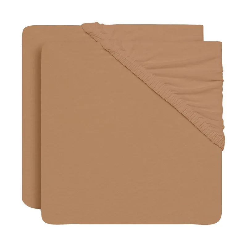 Jollein Spannbettlaken - 2 Stück - 40/50 x 80/90 cm - Jersey - Biscuit