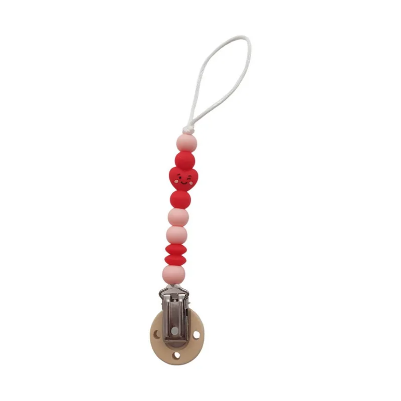 Chewies & More New Born Schnullerkette - Sweet Heart - Pink & Red