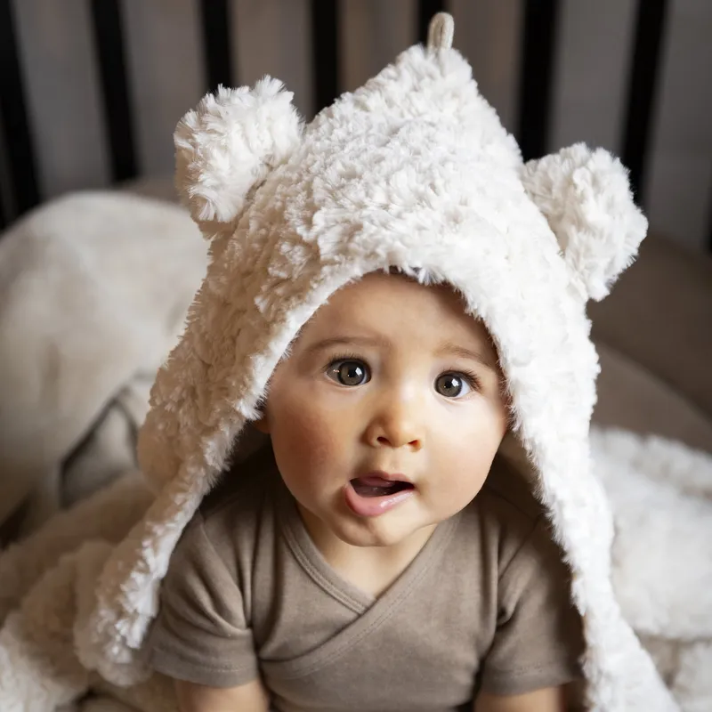 Baby's Only Snow Einschlagdecke mit Ohren - Wollweiß