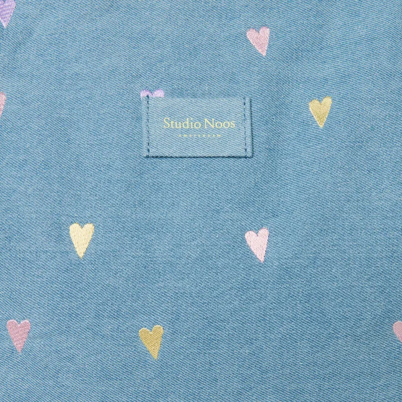 Studio Noos Denim Hearts Mom Bag - Light Blue