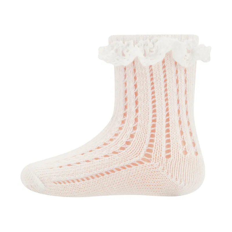 Ewers Ruche Festive Babysocken - Größe 19/22 - Offwhite