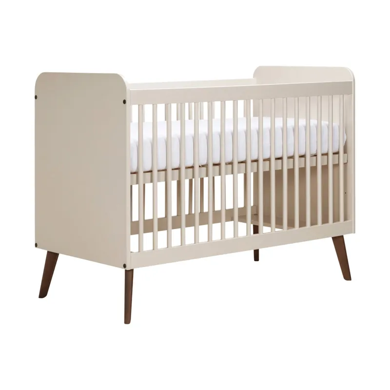 Europe Baby Olivia II Oatmeal /Walnuss - Retro | Babybett 60x120 cm + Kommode + 2-türiger Kleiderschrank