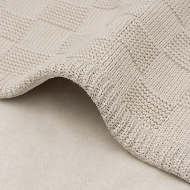 Jollein Bettdecke - Box Knit/Samt- 100 x 150 cm - Warm Sand