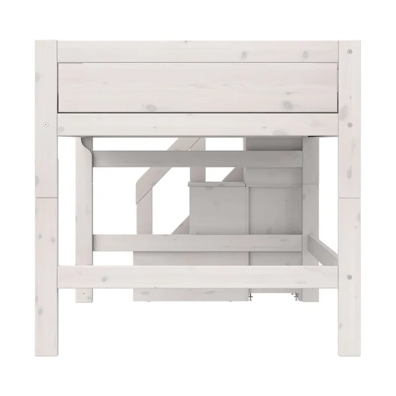 Life Time Deluxe Halbhochbett - White Wash - 120 cm - Mit Treppenschrank
