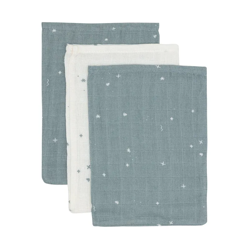 Jollein Twinkling Waschlappen - 3 Pack - 15 x 20 cm - Hydrophil - Sea Green