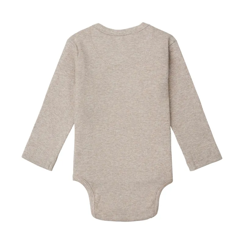 Noppies Nino Wickelbody - Ripp - Taupe Melange - Gr. 44