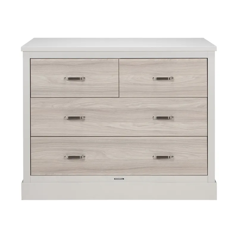 Kidsmill Newport Babyzimmer Inkl. Edelstahlgriffe – Oatmeal / Eiche | Babybett 60 x 120 cm + Kommode