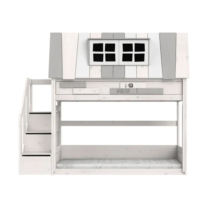 LIFETIME Kidsroom Etagenbett mit Treppenschrank – Premium Lattenrost