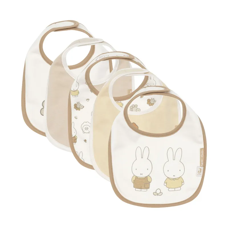 Jollein Lätzchen - Jersey Waterproof - 5 Stück - Miffy Family Farm