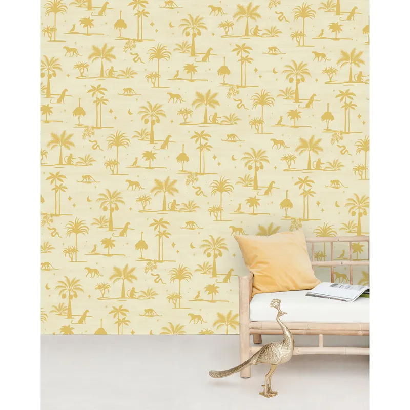 Jungle Silhouette Yellow 2m Mur-Basic-Jungle-Silhouette-Yellow-2*2.80