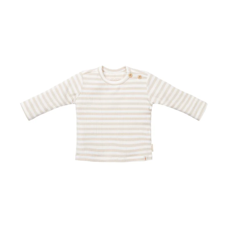 Little Dutch Stripe T-shirt - Langarm - Gr. 74 – Sand / Weiß