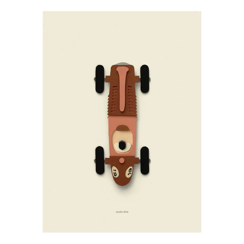 Studio Ditte Rennauto Braun Poster - 50x70 cm