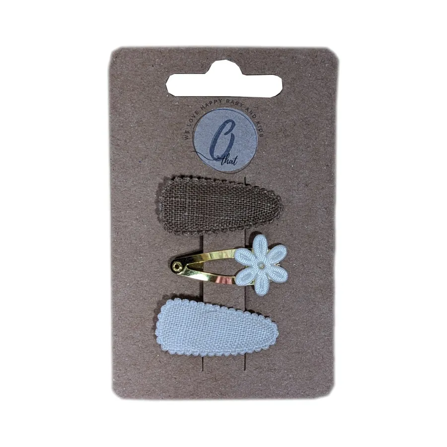 Ootje Kadootje Leinen Haarspange – Braun / Beige / Gold