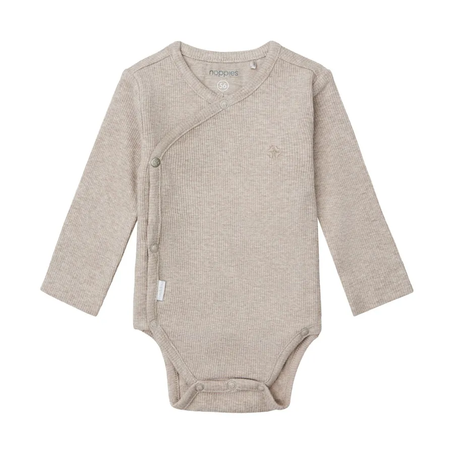 Noppies Nino Wickelbody - Ripp - Taupe Melange 