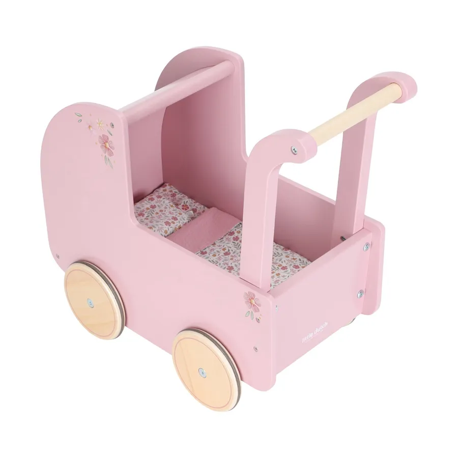 Little Dutch Puppenwagen – Soft Flowers – Rosa (Holz)