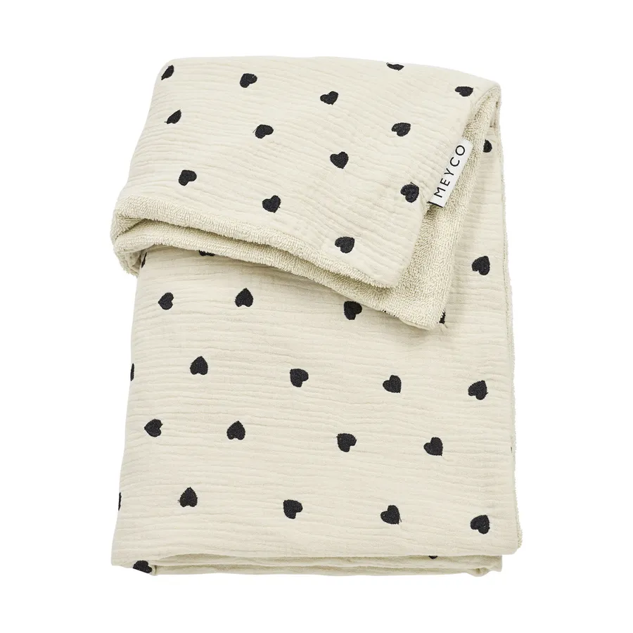 Meyco Baby Babydecke - Sweet Heart - 75 x 100 cm - Pre-Washed Hydrophil - Soft Sand