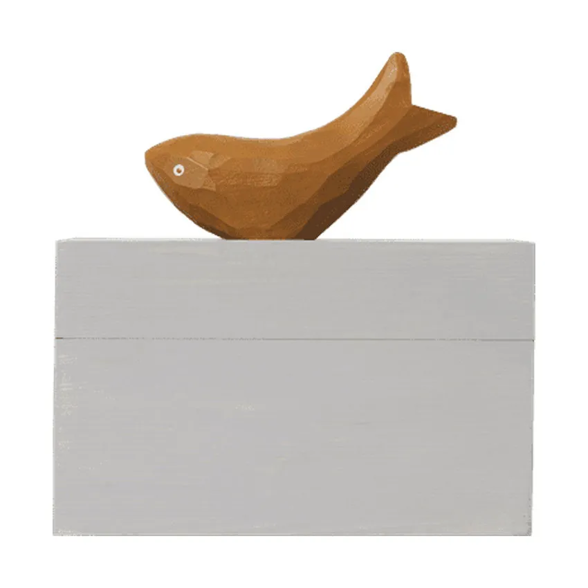 Ferm Living Harbour Box - Coral - Mist Blue/Aged Gold