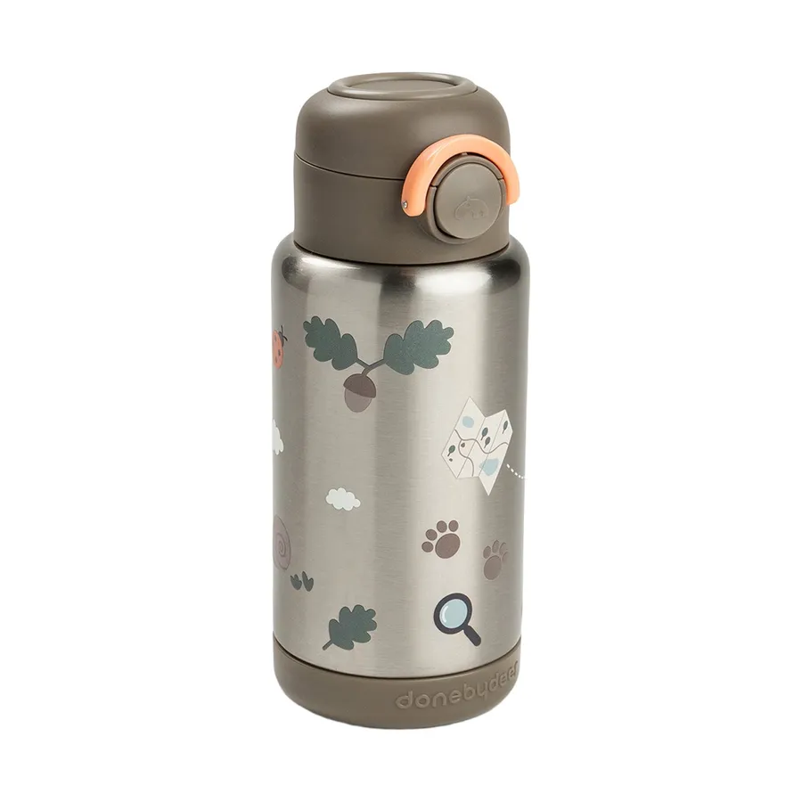 Done By Deer Thermos-Trinkflasche mit Strohhalm – 340 ml – Tiny Trails – Sand