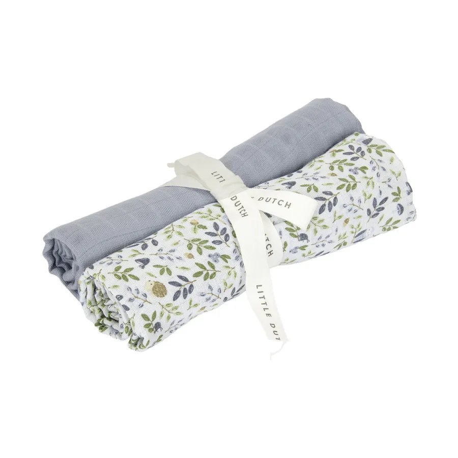 Little Dutch Hydrophiles Tuch - Forest Adventure & Denim Blue - 70x70 cm - 2 Stück