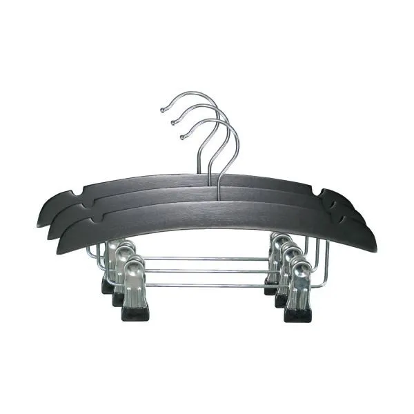 TWF Kleiderbügel mit Clips - 3 Stück - Holz