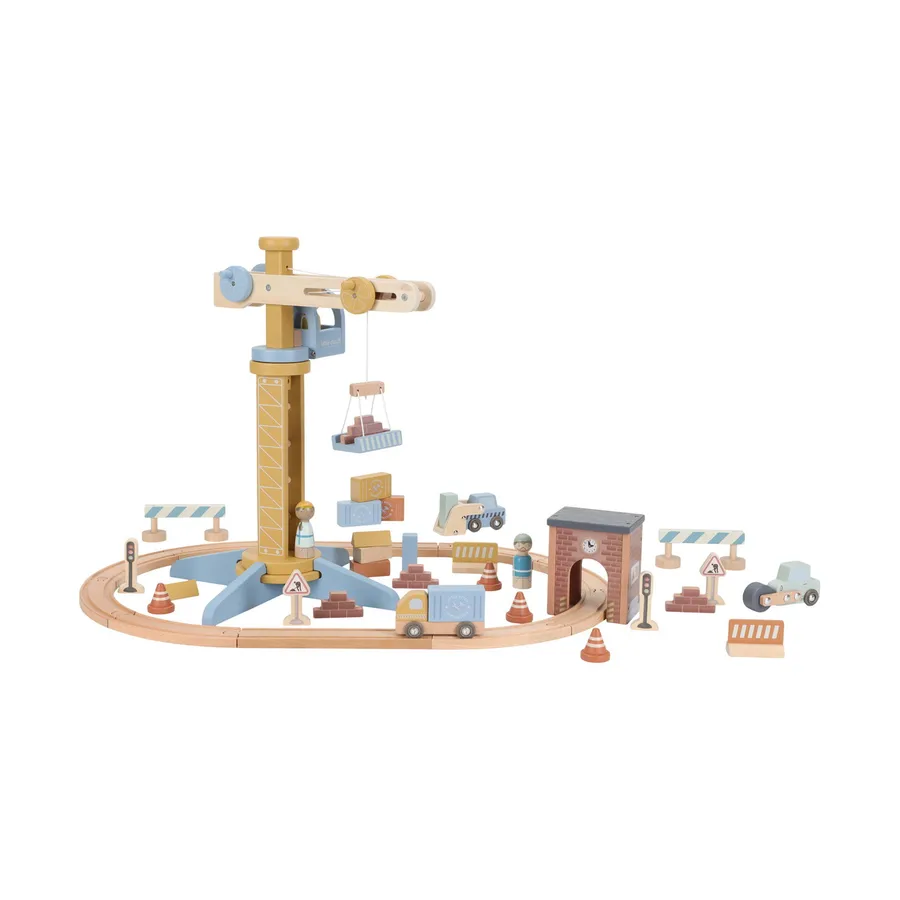 Little Dutch Kran Set – Mit Eisenbahnstrecke – Holz