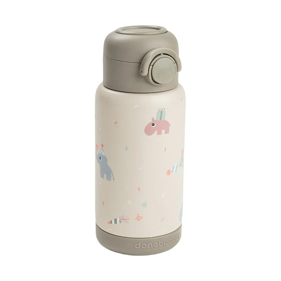Done By Deer Thermosflasche mit Strohhalm – 340 ml – Celebration – Sand
