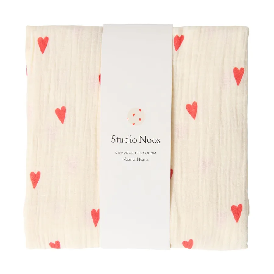 Studio Noos Swaddle - Hearts - 120x120 cm