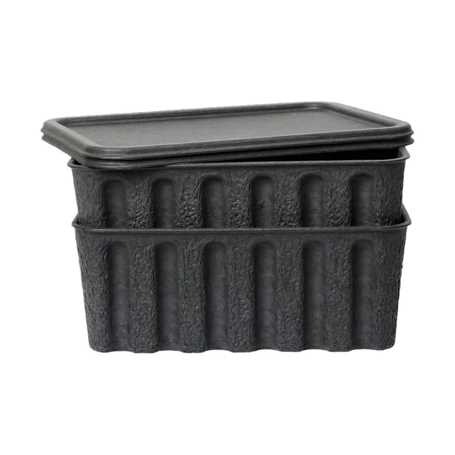 Ferm Living Aufbewahrungsboxen - Paper Pulp Box - Small - 2er - Set - Charcoal