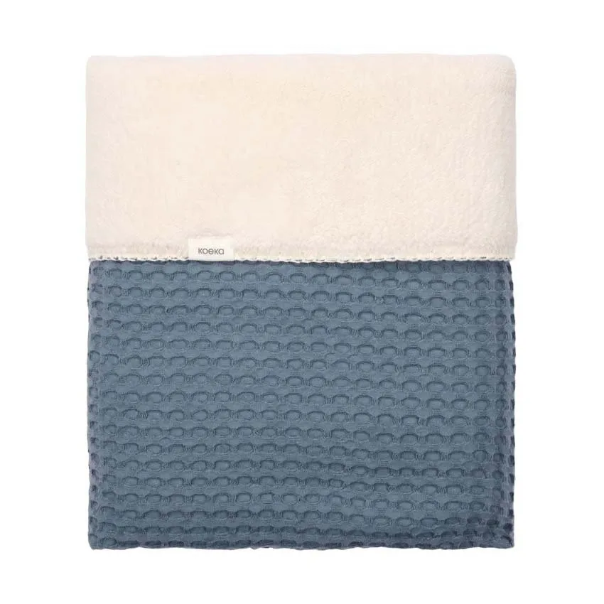Koeka Oslo Babydecke - Größe 100 x 75 - Waffel/Teddy - Bluestone