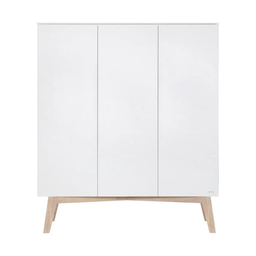 Kidsmill Sixties Kleiderschrank 3-türig Mattweiß / Natur