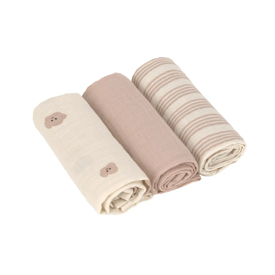 Lässig Swaddle & Burp Tücher - Tiny Team - 3er - Pack- 60 x 60 cm - Mushroom