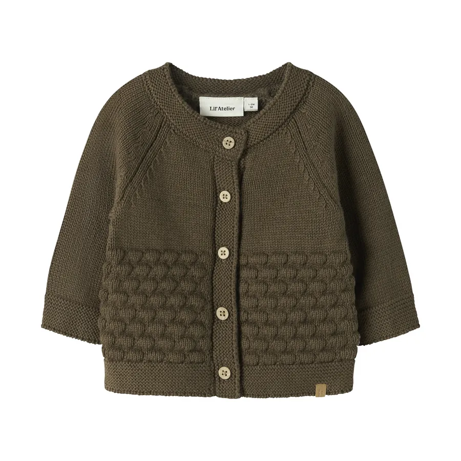 Lil' Atelier Teak-Strickjacke – Braun