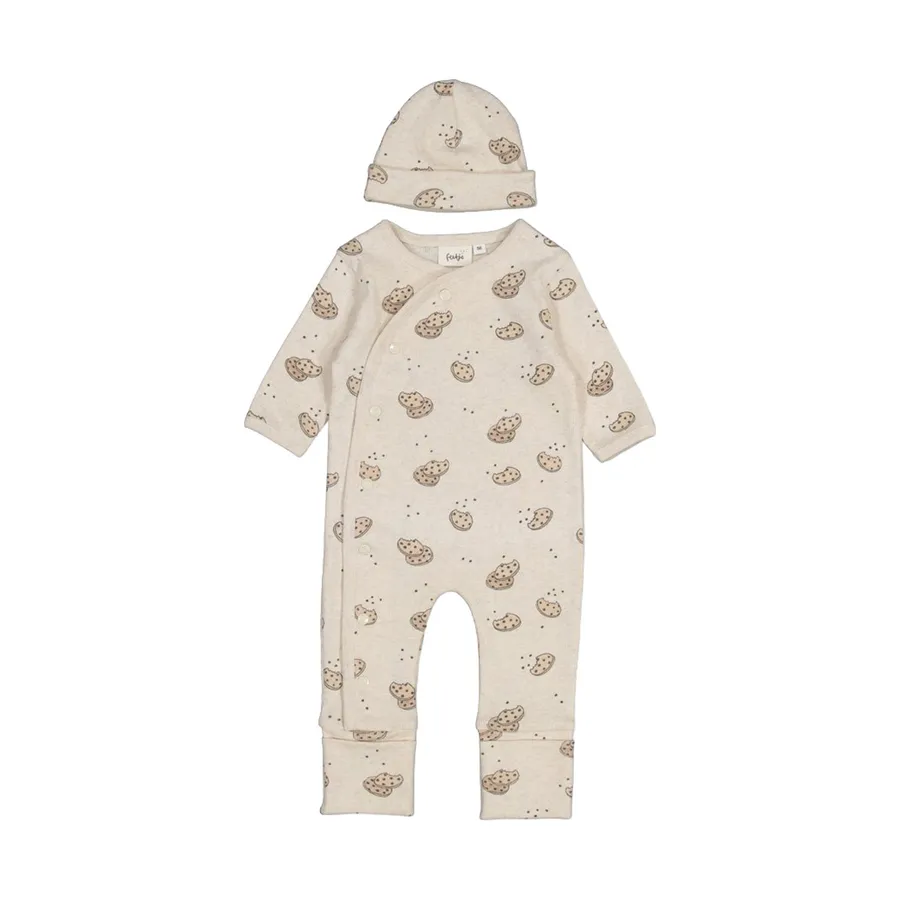 Feetje Geschenkset Strampler + Mütze – Off-White Melange
