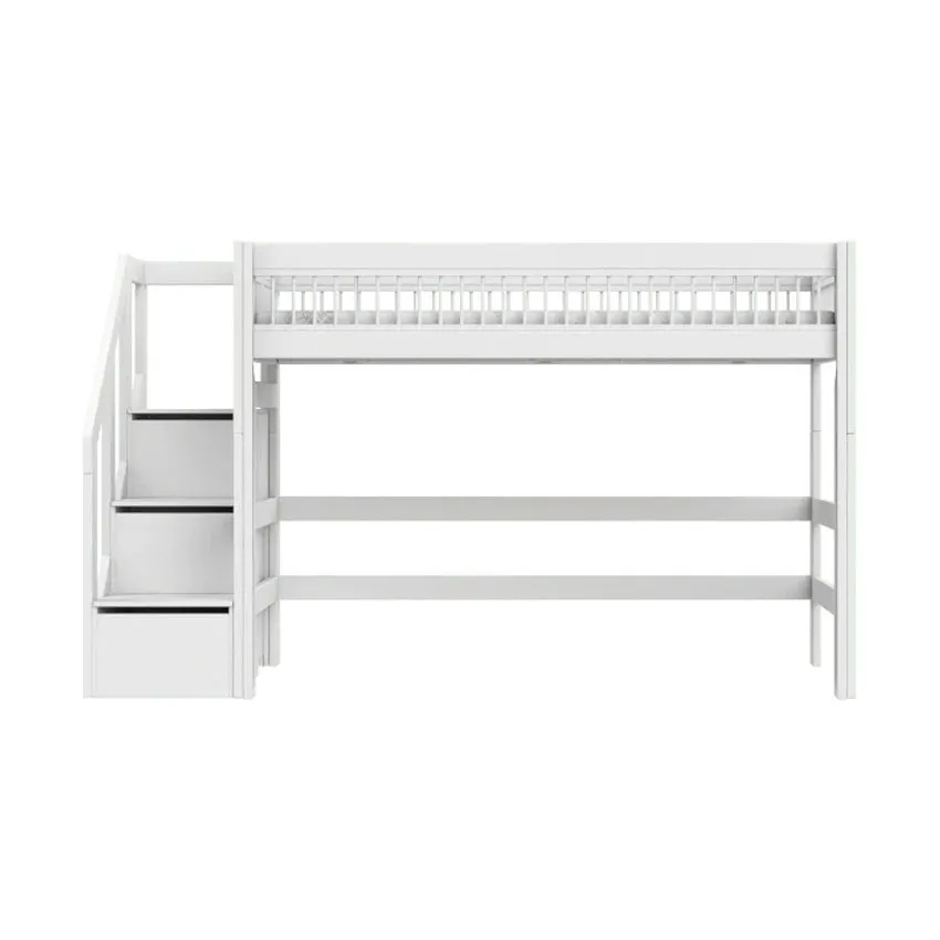 LT Hoogslaper Breeze 152 Cm Met Trapkast / Premium Wit Gelakt 29193-10