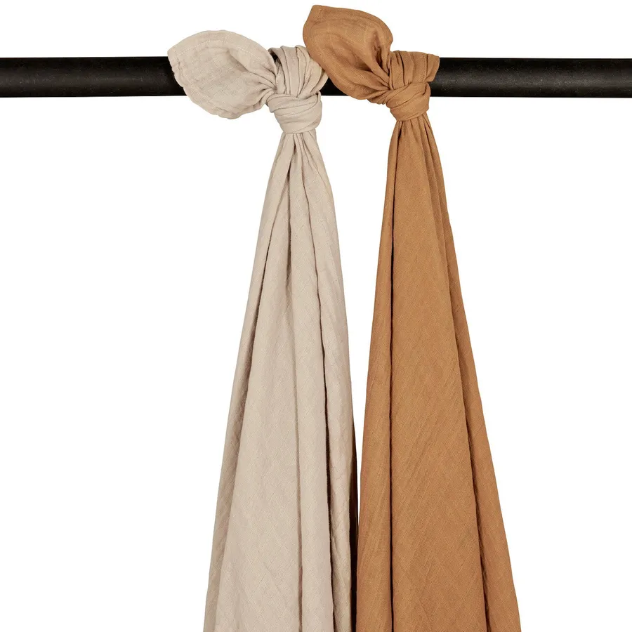 Meyco Swaddle Pucktuch- Uni - 2 Stück -Sand/Toffee