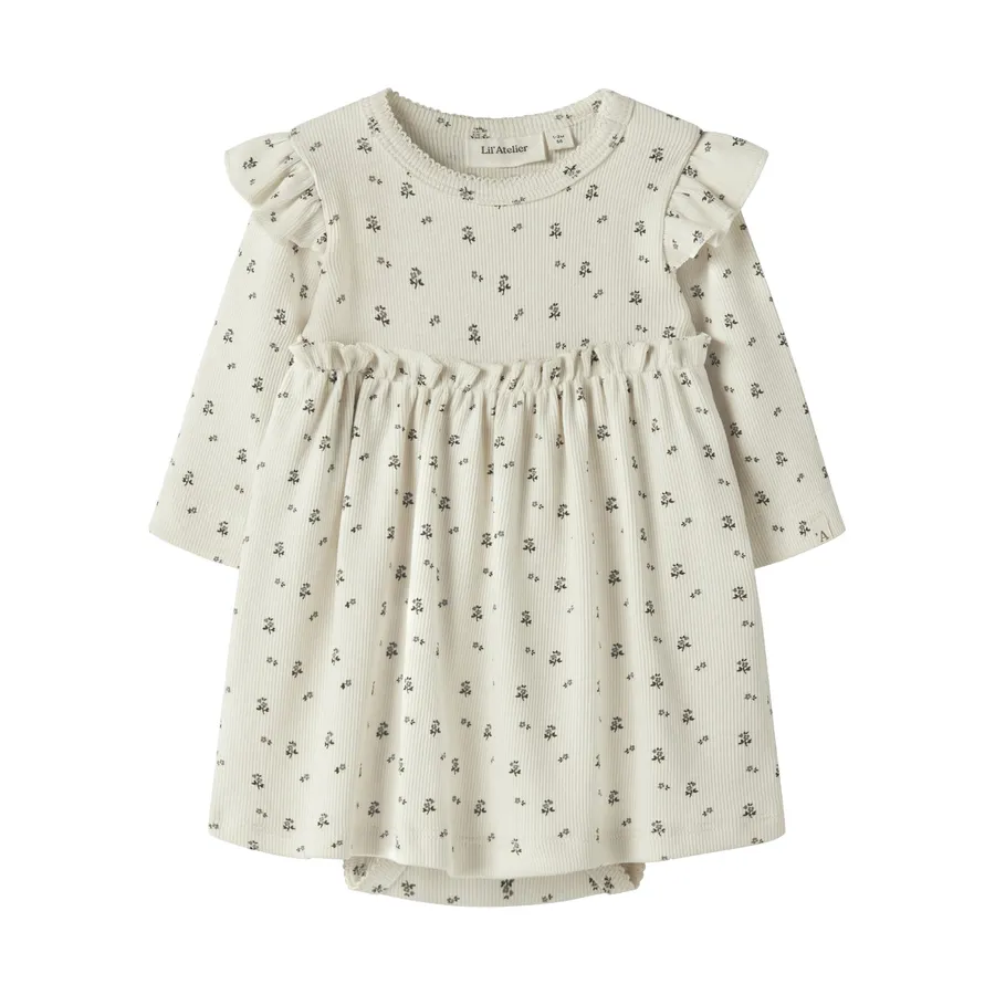 Lil Atelier Blue Flower Midikleid - Turtledove