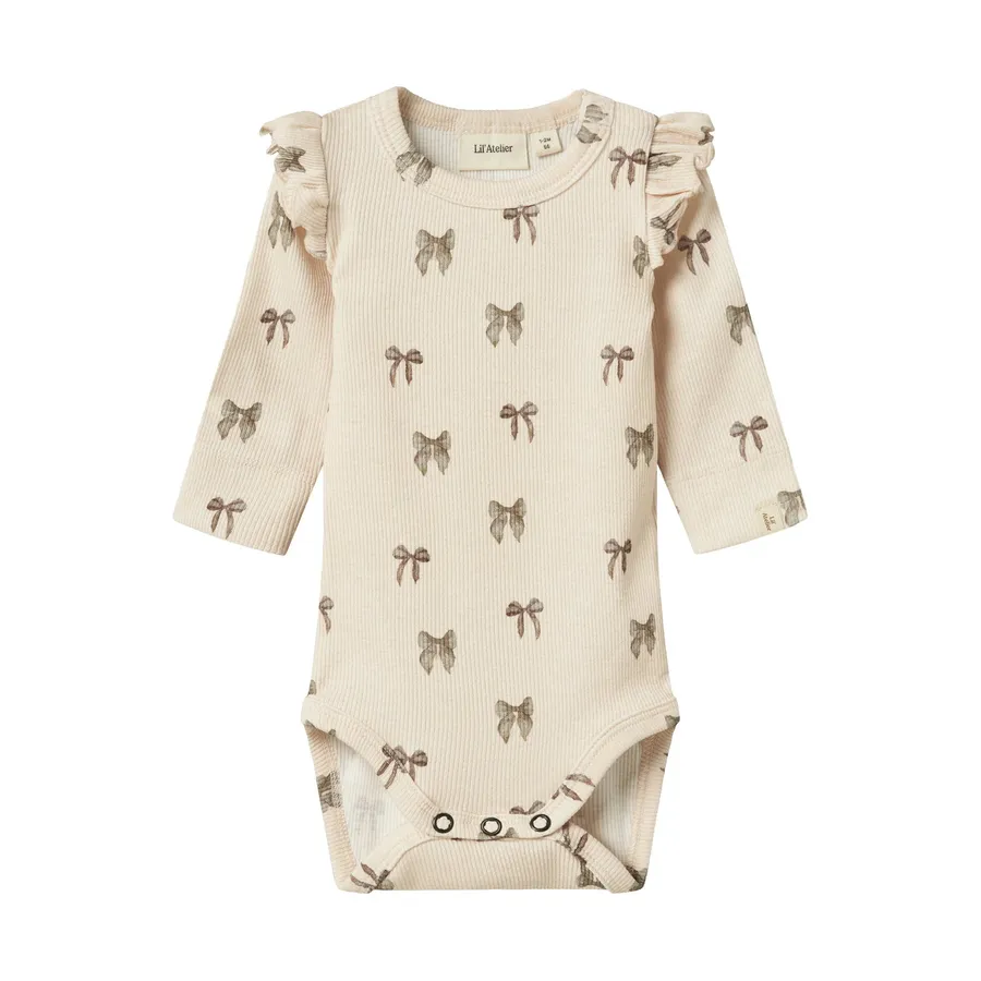Lil' Atelier Bow Babybody - Silver Peony