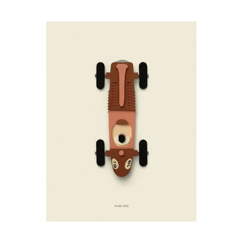 Studio Ditte Rennauto Braun Poster - 30x40 cm