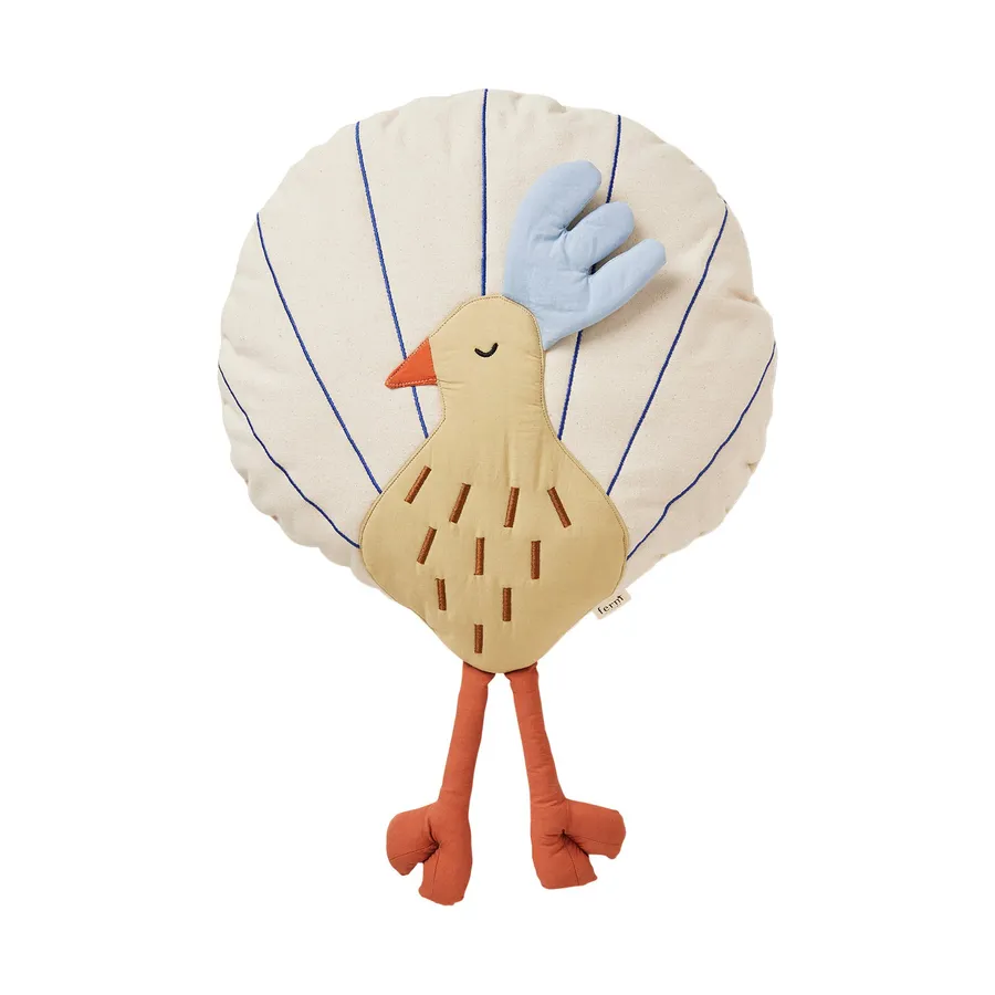 Ferm Living Kissen Pfau - Silver Fern/Undyed