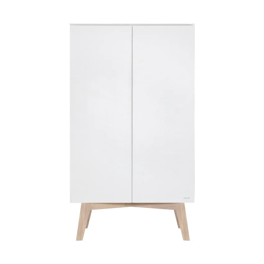 Kidsmill Sixties Kleiderschrank 2-türig Mattweiß / Natur