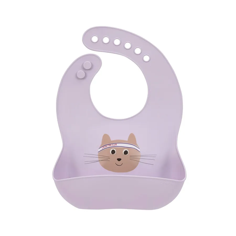 Lässig Lätzchen – Tiny Team Cat – Silikon – Lila